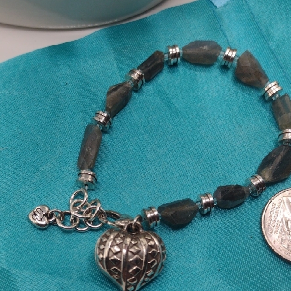 Brighton Silver and Gray Filigree Charm Bracelet
